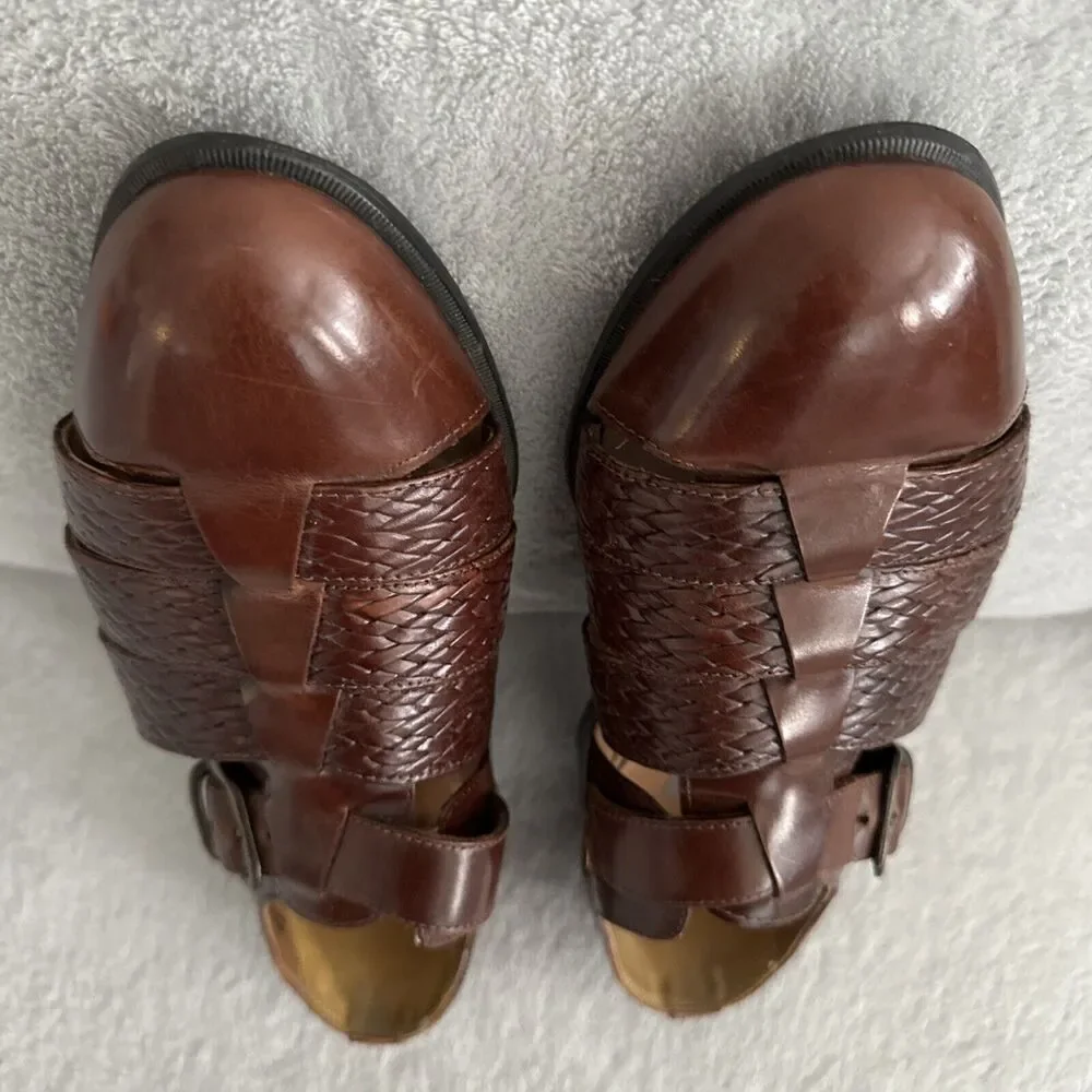 Men's Sz 9.5 Fisher Sandals Huaraches Brown Comfort Flex Closed Toe - Picture 10 of 13